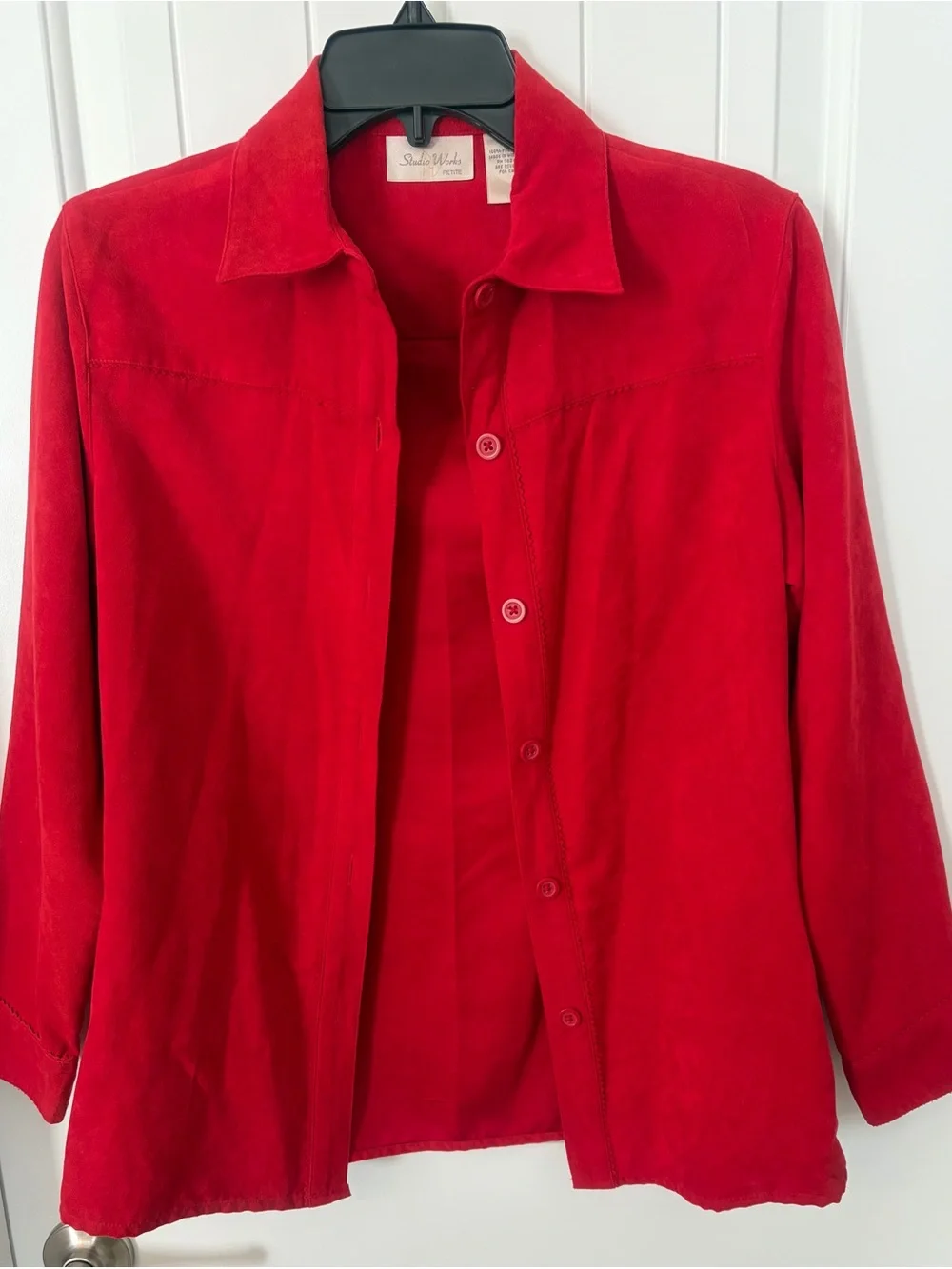 Studio Works Red Petite Button-Front Jacket & Pants Set